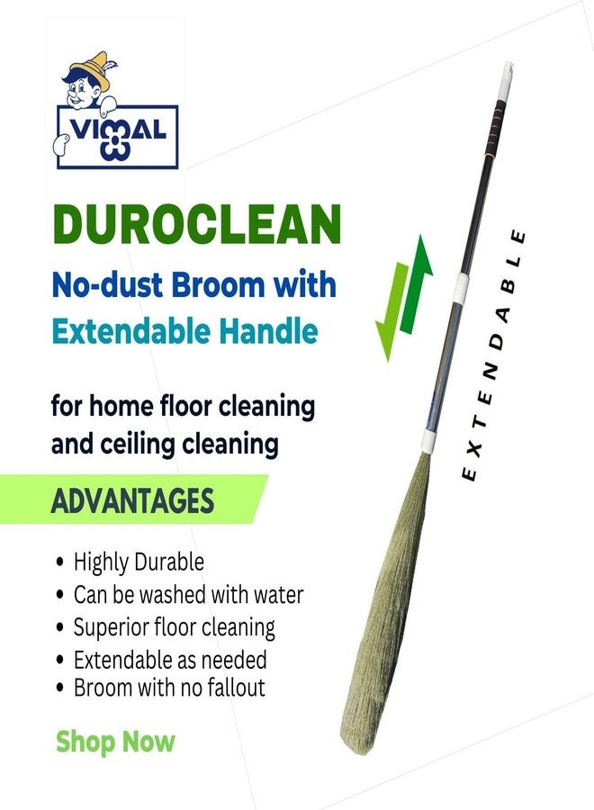 VIMAL Duraclean SS - OL Household No-Dust Soft Broom with Extendable Handle for Home/Office/Outdoor Floor and Ceiling Cleaning, Washable Fibers Jhadu with Adjustable Stainless Steel Handle - Image 3